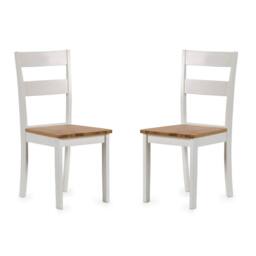 Cheshire Westbury Elegant White & Natural Dining Chairs - Set of 2 - thumbnail 1