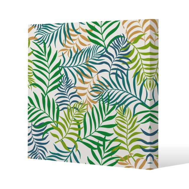 Benjamin Tate Design Green Tropical Palm Leaves (Canvas Print) / 127 x 127 x 4cm in Natural - Size: 127 x 127 x 4 cm - image 1