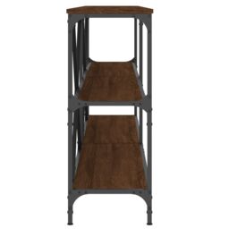 Berkfield Home Console Table Brown Oak 180x30x75 cm Engineered Wood & Iron - Size: 180 x 30 x 75 cm - thumbnail 5