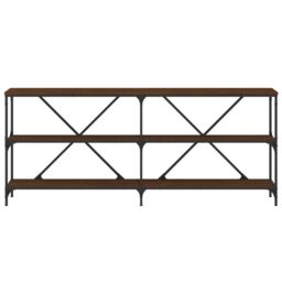 Berkfield Home Console Table Brown Oak 180x30x75 cm Engineered Wood & Iron - Size: 180 x 30 x 75 cm - thumbnail 4