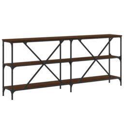 Berkfield Home Console Table Brown Oak 180x30x75 cm Engineered Wood & Iron - Size: 180 x 30 x 75 cm - thumbnail 6