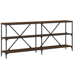 Berkfield Home Console Table Brown Oak 180x30x75 cm Engineered Wood & Iron - Size: 180 x 30 x 75 cm - thumbnail 2