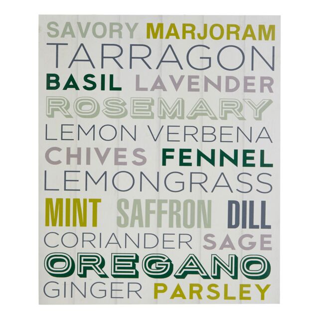 Orsina Herbs Design Wall Plaque, Wooden Sign Featuring Hand-Drawn Herb Illustrations, Adds Botanical Charm in White - image 1