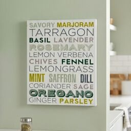 Orsina Herbs Design Wall Plaque, Wooden Sign Featuring Hand-Drawn Herb Illustrations, Adds Botanical Charm in White - thumbnail 2