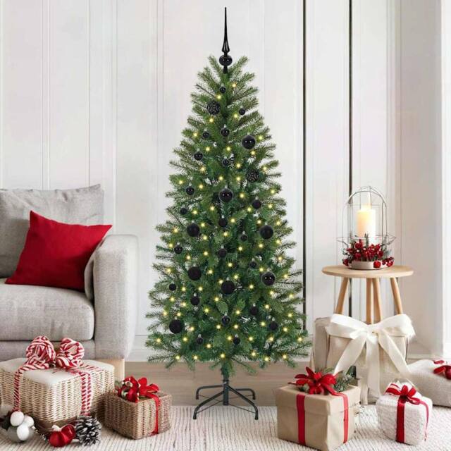 Berkfield Home Artificial Christmas Tree with 150 LEDs Green 150 cm PE & PVC - image 1