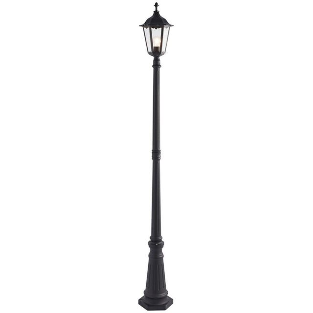 Loops Outdoor Post Lantern Bollard Light Matt Black & Glass 2180mm Tall Garden Lamp - image 1