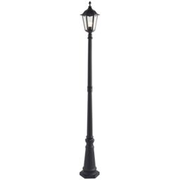 Loops Outdoor Post Lantern Bollard Light Matt Black & Glass 2180mm Tall Garden Lamp