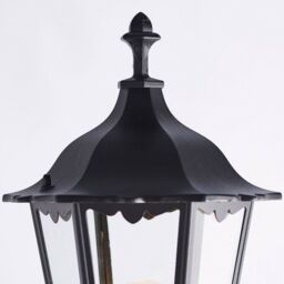 Loops Outdoor Post Lantern Bollard Light Matt Black & Glass 2180mm Tall Garden Lamp - thumbnail 4