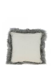 Fenland England Real Sheepskin Fluffy Cushion in Light Oak - thumbnail 3