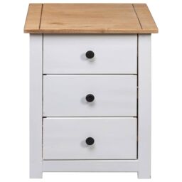 Berkfield Home Bedside Cabinet White 46x40x57 cm Pinewood Panama Range - Size: 46 x 40 x 57 cm - thumbnail 6