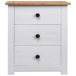 Berkfield Home Bedside Cabinet White 46x40x57 cm Pinewood Panama Range - Size: 46 x 40 x 57 cm - thumbnail 3