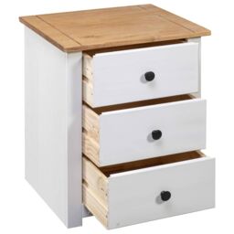 Berkfield Home Bedside Cabinet White 46x40x57 cm Pinewood Panama Range - Size: 46 x 40 x 57 cm - thumbnail 5