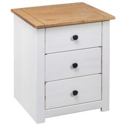 Berkfield Home Bedside Cabinet White 46x40x57 cm Pinewood Panama Range - Size: 46 x 40 x 57 cm - thumbnail 4