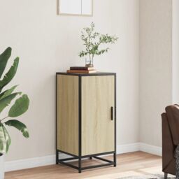 Berkfield Home Sideboard Sonoma Oak 35.5x35x76 cm Engineered Wood & Metal in Brown - thumbnail 3