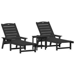 Berkfield Home 3 Piece Garden Lounge Set - Black HDPE - thumbnail 2