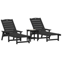 Berkfield Home 3 Piece Garden Lounge Set - Black HDPE - thumbnail 3