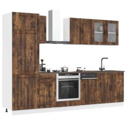 Berkfield Home 8 Piece Kitchen Cabinet Set Kalmar Smoked Oak Engineered Wood in Brown - thumbnail 1