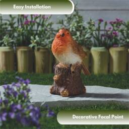 Nordara Large Musical Solar Garden Decoration Singing Robin Ornament Outdoor in Orange - thumbnail 4