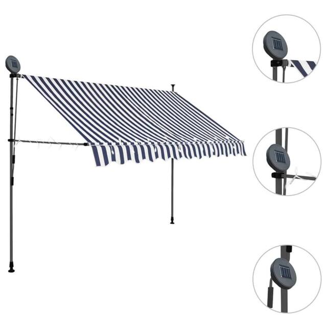 Berkfield Home Manual Retractable Awning with LED 250 cm Blue & White - image 1