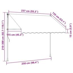 Berkfield Home Manual Retractable Awning with LED 250 cm Blue & White - thumbnail 8