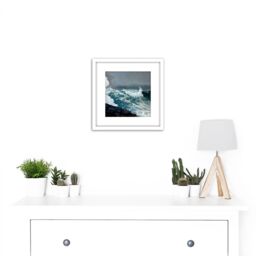 Artery8 Winslow Homer Northeaster Seascape Painting 8X8 Inch Square Wooden Framed Wall Art Print Picture with Mount in White - thumbnail 2