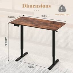 VOGREX Brown 120×60cm Electric Standing Desk - thumbnail 2