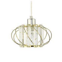 Happy Homewares Modern Pendant Lamp Shade with Clear Acrylic Rectangular Prims & Twisted Frame in Gold - thumbnail 2