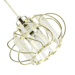 Happy Homewares Modern Pendant Lamp Shade with Clear Acrylic Rectangular Prims & Twisted Frame in Gold - thumbnail 3