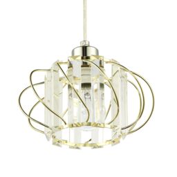 Happy Homewares Modern Pendant Lamp Shade with Clear Acrylic Rectangular Prims & Twisted Frame in Gold - thumbnail 4