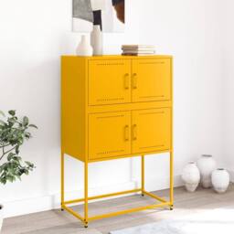 Berkfield Home Sideboard Mustard Yellow 68.5x38.5x107 cm Steel - thumbnail 3