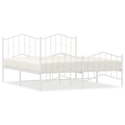 Berkfield Home Metal Bed Frame with Headboard & Footboard White 183x213 cm - thumbnail 2