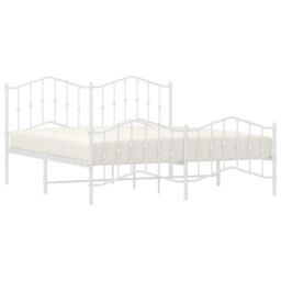 Berkfield Home Metal Bed Frame with Headboard & Footboard White 183x213 cm - thumbnail 3