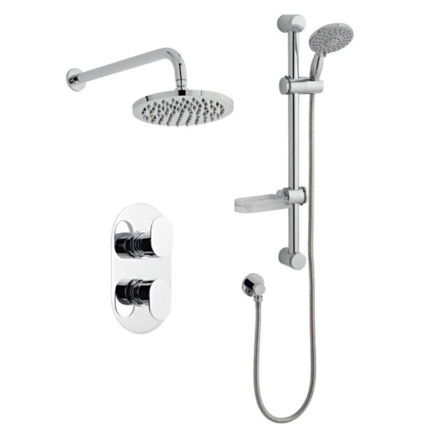 Clifton Chrome Shower with Wall Hung Slide Rail Kit & Overhead Drencher in Silver - image 1