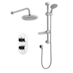 Clifton Chrome Shower with Wall Hung Slide Rail Kit & Overhead Drencher in Silver - thumbnail 1