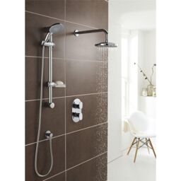 Clifton Chrome Shower with Wall Hung Slide Rail Kit & Overhead Drencher in Silver - thumbnail 2