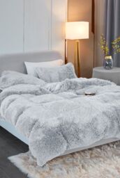 Ezysleep Silver Faux Fur Duvet Cover Set - Size: Single - thumbnail 1