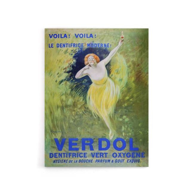 "Artery8 Verdol Toothpaste Vintage Advert Canvas Wall Art Print Cappiello in Green - Size: W18"" x H24""" - image 1