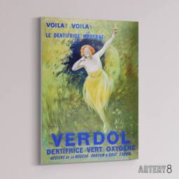 "Artery8 Verdol Toothpaste Vintage Advert Canvas Wall Art Print Cappiello in Green - Size: W18"" x H24""" - thumbnail 2