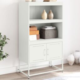 Berkfield Home Highboard White 68.5x38.5x123.5 cm Steel - thumbnail 1