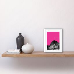"Artery8 Wall Art Print Grassmarket Edinburgh Scotland Scottish Landmark Pink Framed Art in White - Size: W7"" x H9""" - thumbnail 2