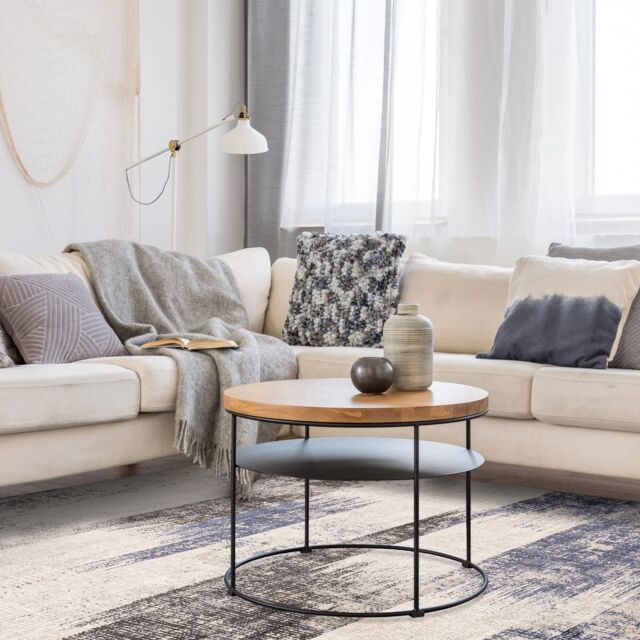 The Rug Shop UK Blue Modern Abstract Luxurious Easy to Clean Latex Back Area Rug - Size: 200 cm x 290 cm - image 1