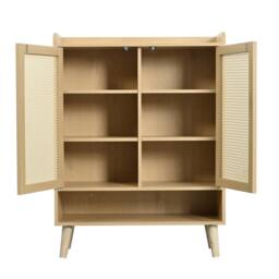 Matteo Natural Rattan 5-Tier Shoe & Storage Cabinet - Light Oak - thumbnail 8