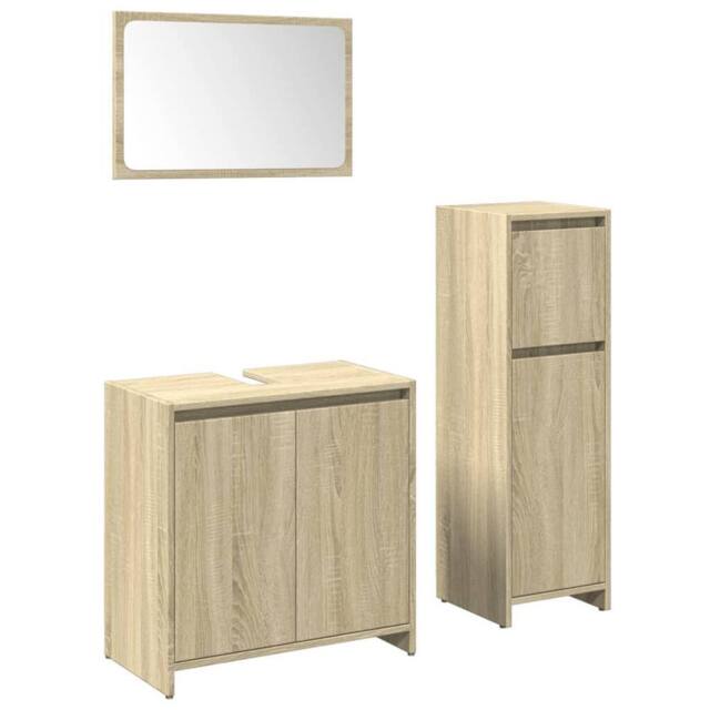 Berkfield Home 3 Piece Bathroom Furniture Set Sonoma Oak Engineered Wood in Natural - image 1