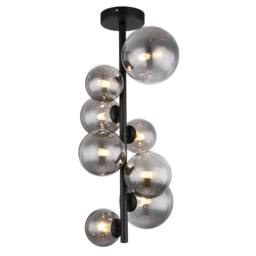 Netlighting Riha Globe Ceiling Light Matt Black Smoke Glass Shade 8x G9 3000K - thumbnail 1