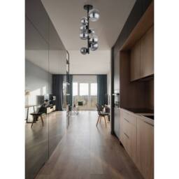 Netlighting Riha Globe Ceiling Light Matt Black Smoke Glass Shade 8x G9 3000K - thumbnail 3