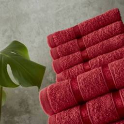 Smart Living Luxury 100% Cotton 8 Piece Super Soft Bathroom Towel Bale Set in Red - thumbnail 4