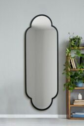 "MirrorOutlet Black Metal Framed Double Arched Oval Wall Mirror 67"" X 23"" 170 X 59M - Size: 1 Pack" - thumbnail 2