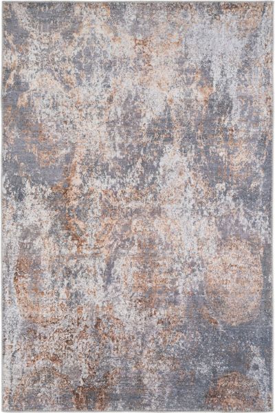 Kukoon Silver Gold Metallic Distressed Abstract Non Slip Washable Low Pile Rug in Metallics - Size: 60 cm x 240 cm - image 1
