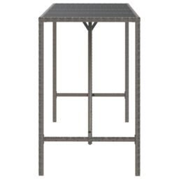 Berkfield Home Bar Table with Glass Top Grey 180x70x110 cm Poly Rattan - Size: 180 x 70 x 110 cm - thumbnail 4