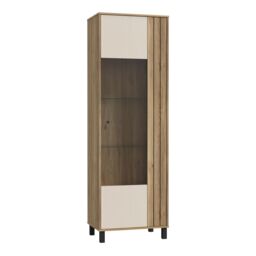 Furniture To Go Grafton Glass Door Display Cabinet in Cream & Oak - thumbnail 1